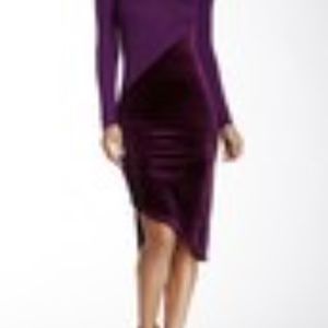 Velvet Bottom Asymmetrical Front Dress